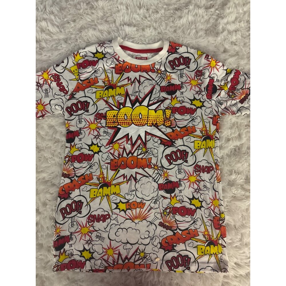 Comic Book Print T-Shirt By Prime Threads S Boom Bamb Pow